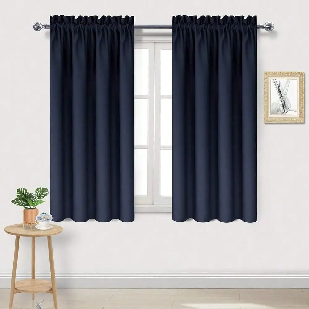 

Navy Room Darkening Blackout Curtains Thermal Insulated Privacy Window Curtain Drapes 38 X 54 Inch Length, Set Of 2 Bedroom Liv