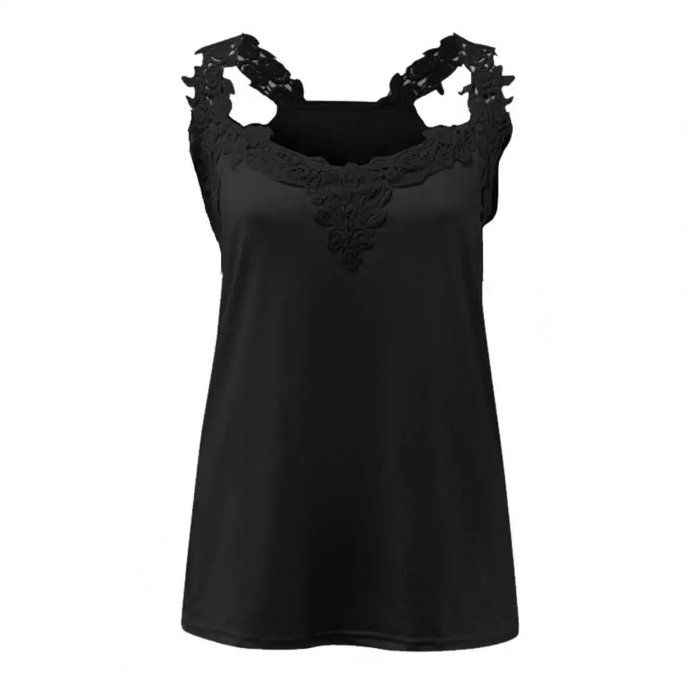 

Elastic Vest Elegant Lace Sling V-neck Vest for Women Summer Top with Loose Fit Commuter Style Solid Color Wear Option Stretchy