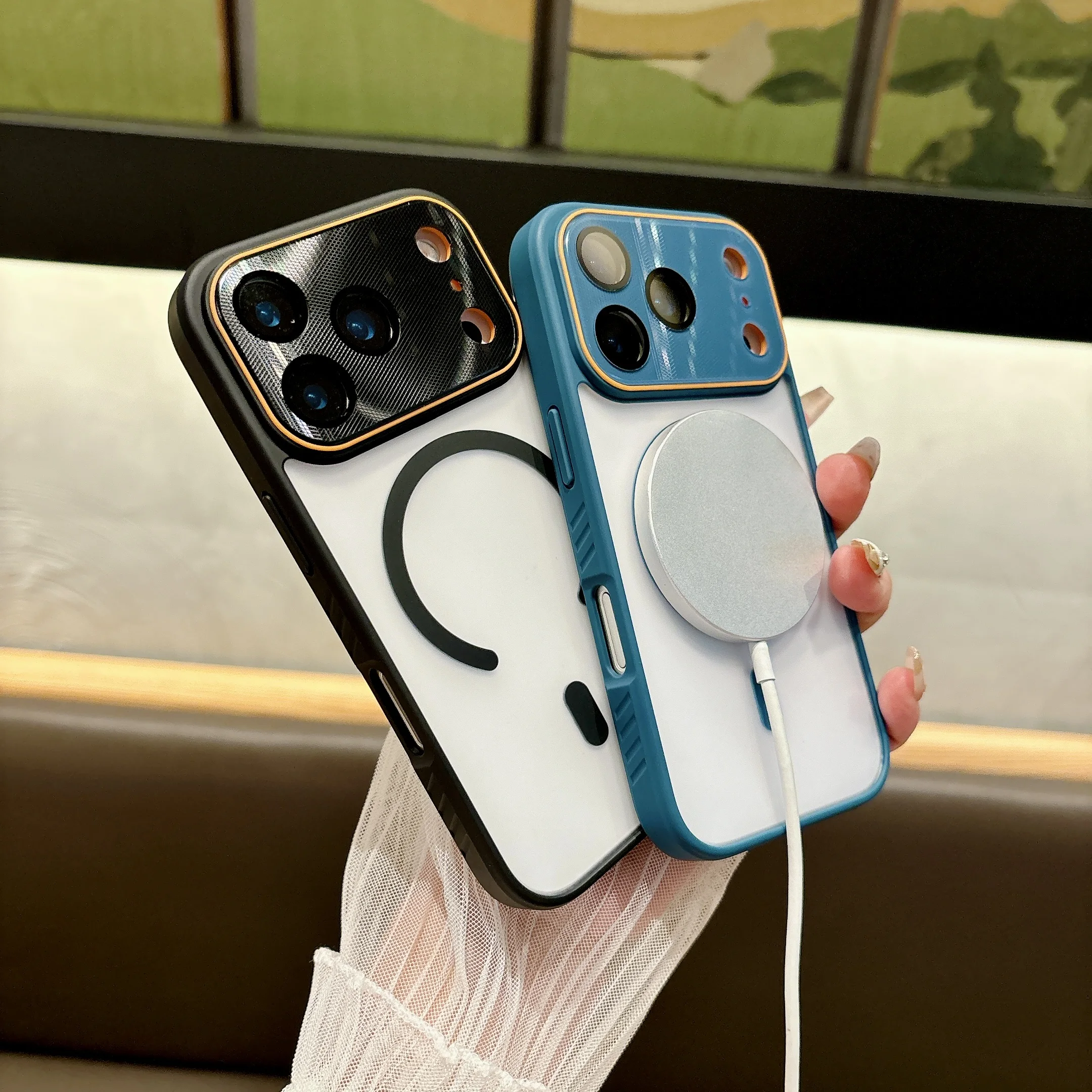 เคสโทรศัพท์กันกระแทกแบบแม่เหล็ก Magsafe ผิวสัมผัสแบบด้าน ป้องกันกล้อง สำหรับ iPhone 17 Air 16 15 14 Plus 13 12 11 Pro Max