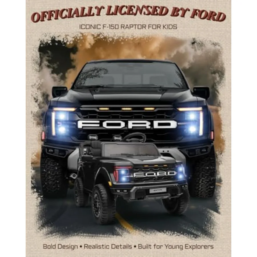รถยนต์ของเล่นเด็กนั่งขับ 24V สำหรับเด็กโต รถยนต์ฟอร์ด F-150 แร็ปเตอร์ ลิขสิทธิ์แท้ 2 ที่นั่ง พร้อมรีโมทคอนโทรล รถยนต์ไฟฟ้าสำหรับเด็กเล็ก พร้อมไฟ LED