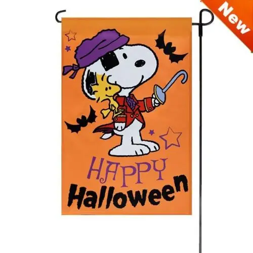 SNOOPY PEANUTS GANG HAPPY HALLOWEEN Pirate Snoopy Bats Garden Flag 12