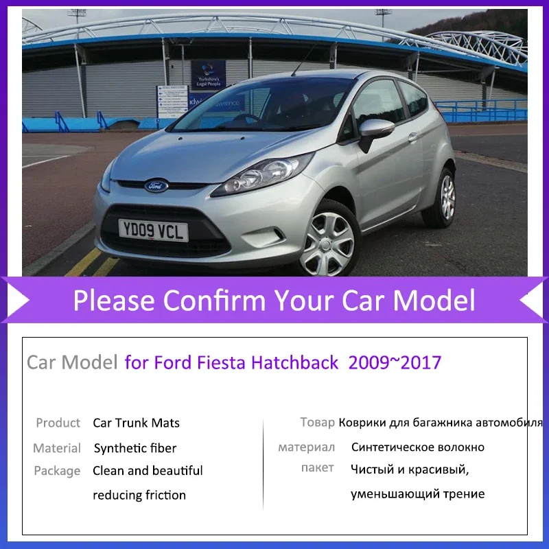 Samochodowa podkładka pod bagażnik do Ford Fiesta Mk7 Hatchback 2009~2017 Wodoodporna podkładka pod bagażnik Maty bagażnika Auto Akcesoria