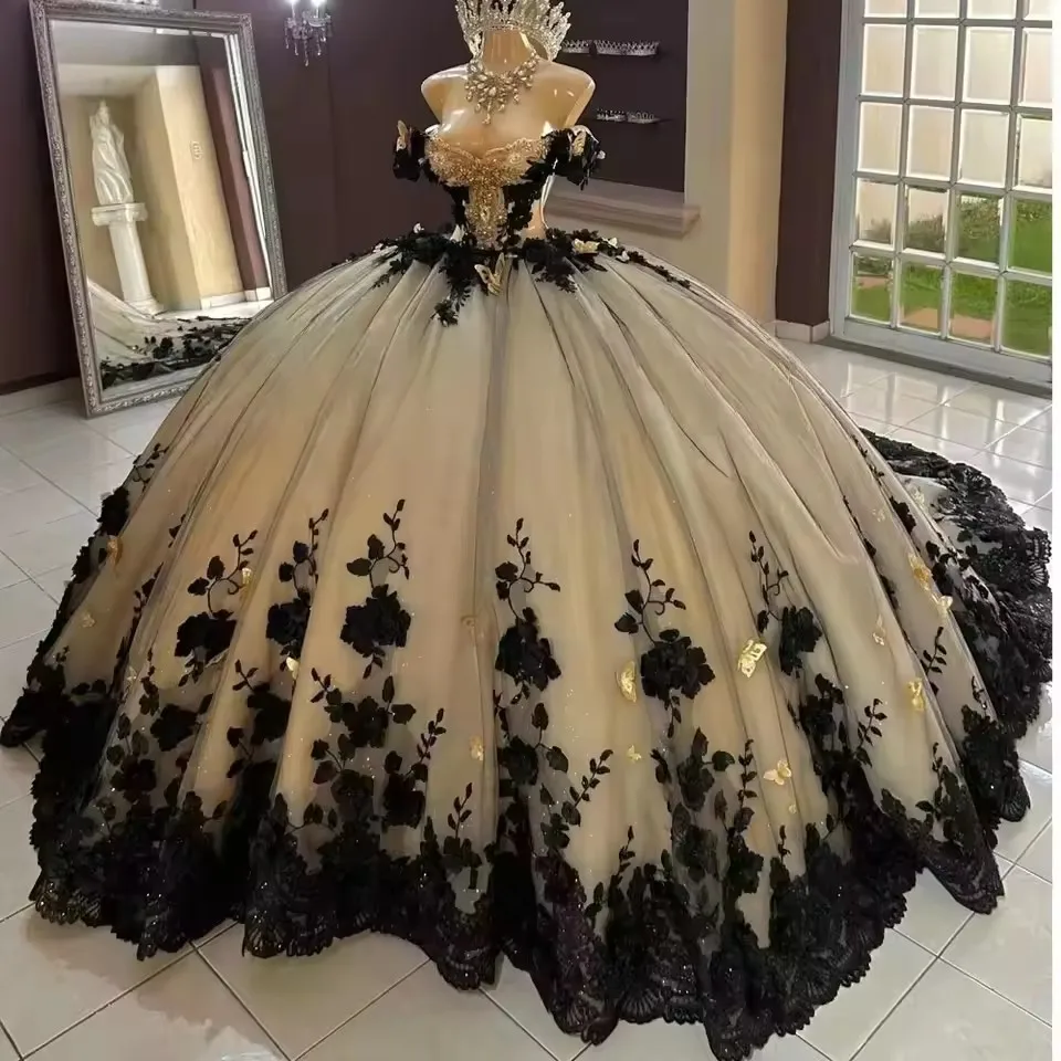 champagne quinceanera dresses Quinceaera Dress with Rhinestone Bodice Tiered Skirt M / Champagne Impress in GLS by Gloria GL3240 Champagne Pearls Quinceanera Dresses Zipper