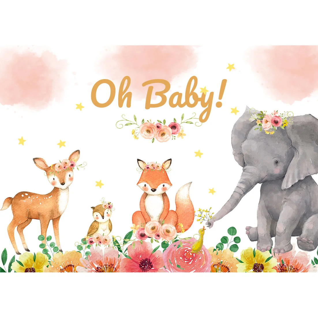 Oh Baby Wild One Forest Jungle Safari Birthday Party Banner Background Newborn Child Custom Banner Backdrop Photozone Photocall