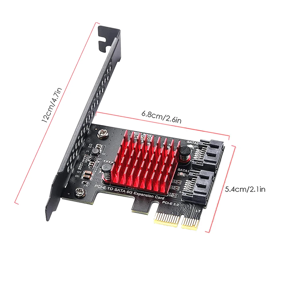 

AC57-Pcie To 2 Ports SATA 3 III 3.0 6 Gbps SSD Adapter PCI-E PCI Express X1 Controller Board Expansion Card Support X4 X6