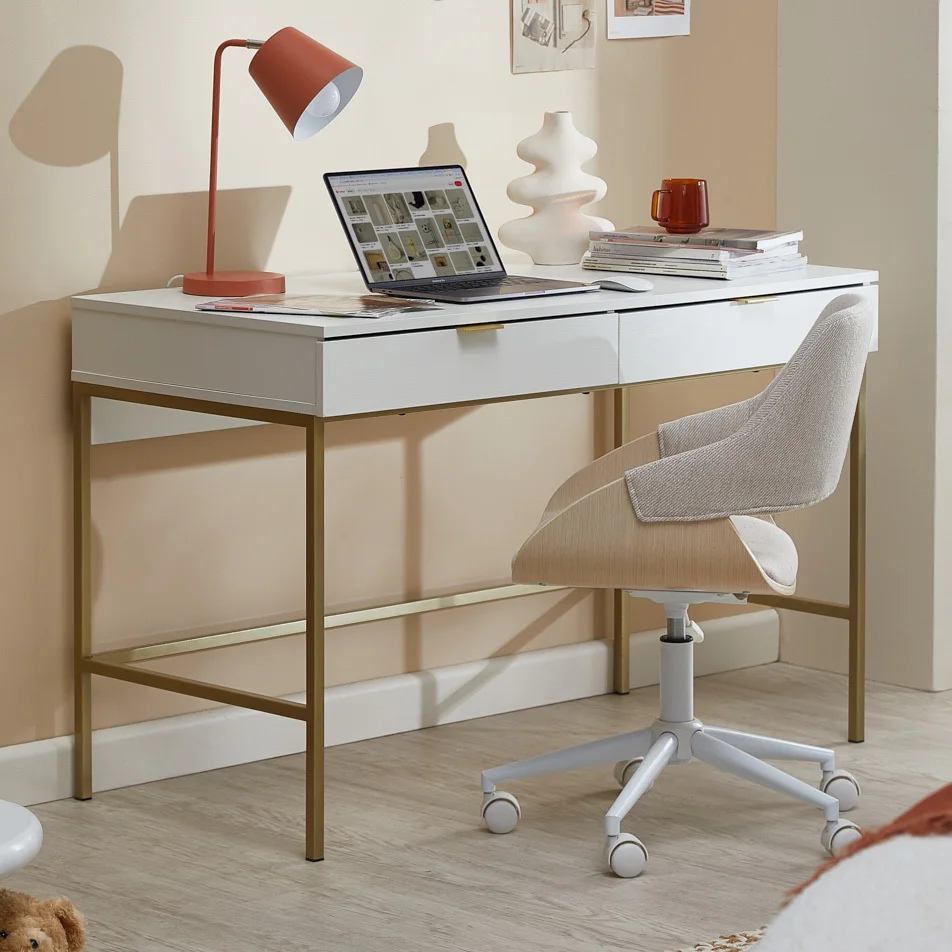 ！@Combohome Wood Office Desk Modern Natural Real Wooden Computer Desk Table with Legs for Home Office Living Room Bedroom