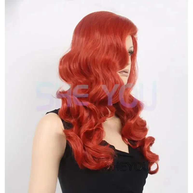 CyHigh Quality Jessica Rabbit Косплей Парик Медно-красный с большой челкой Drag Queen Термостойкий парик из синтетических волос + шапочка для парика