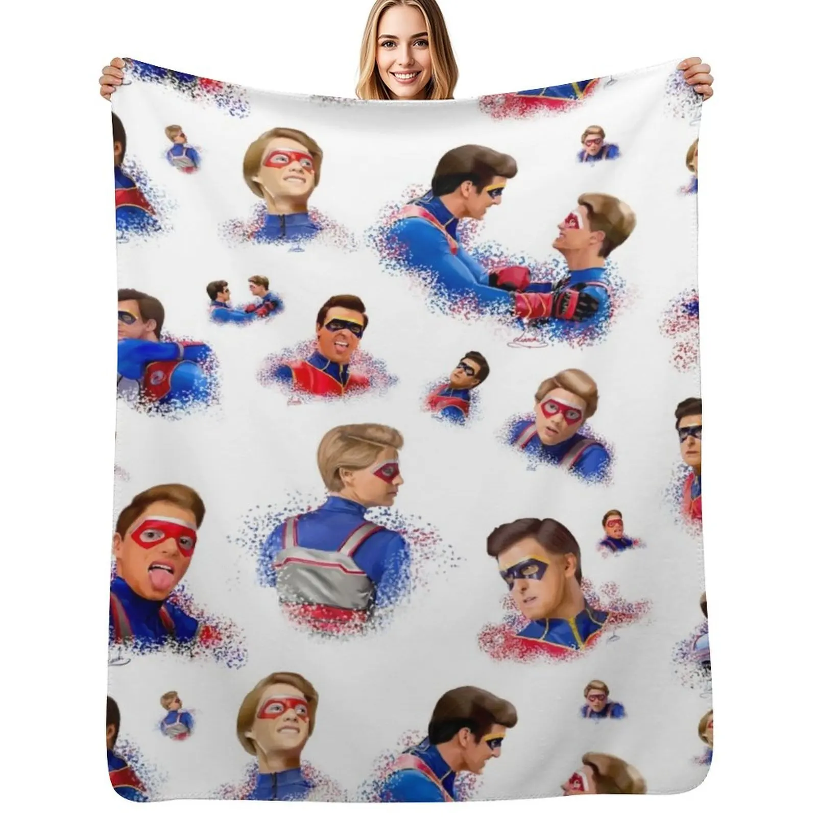 Captain Man and Kid Danger Drawing Pattern Throw Blanket valentine gift ideas Tourist Bed covers Decorative Sofa Blankets