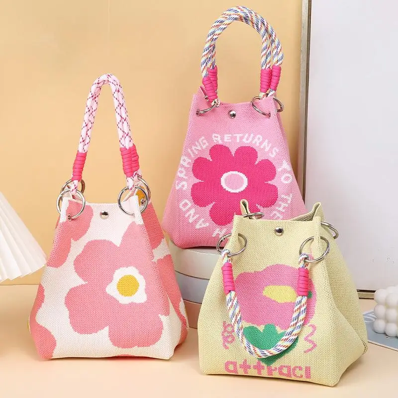 Hot Sale New Summer Knitted Bucket Handbag Portable Commuting Coin Purse For Work And Travel Stylish City Simple Handbag