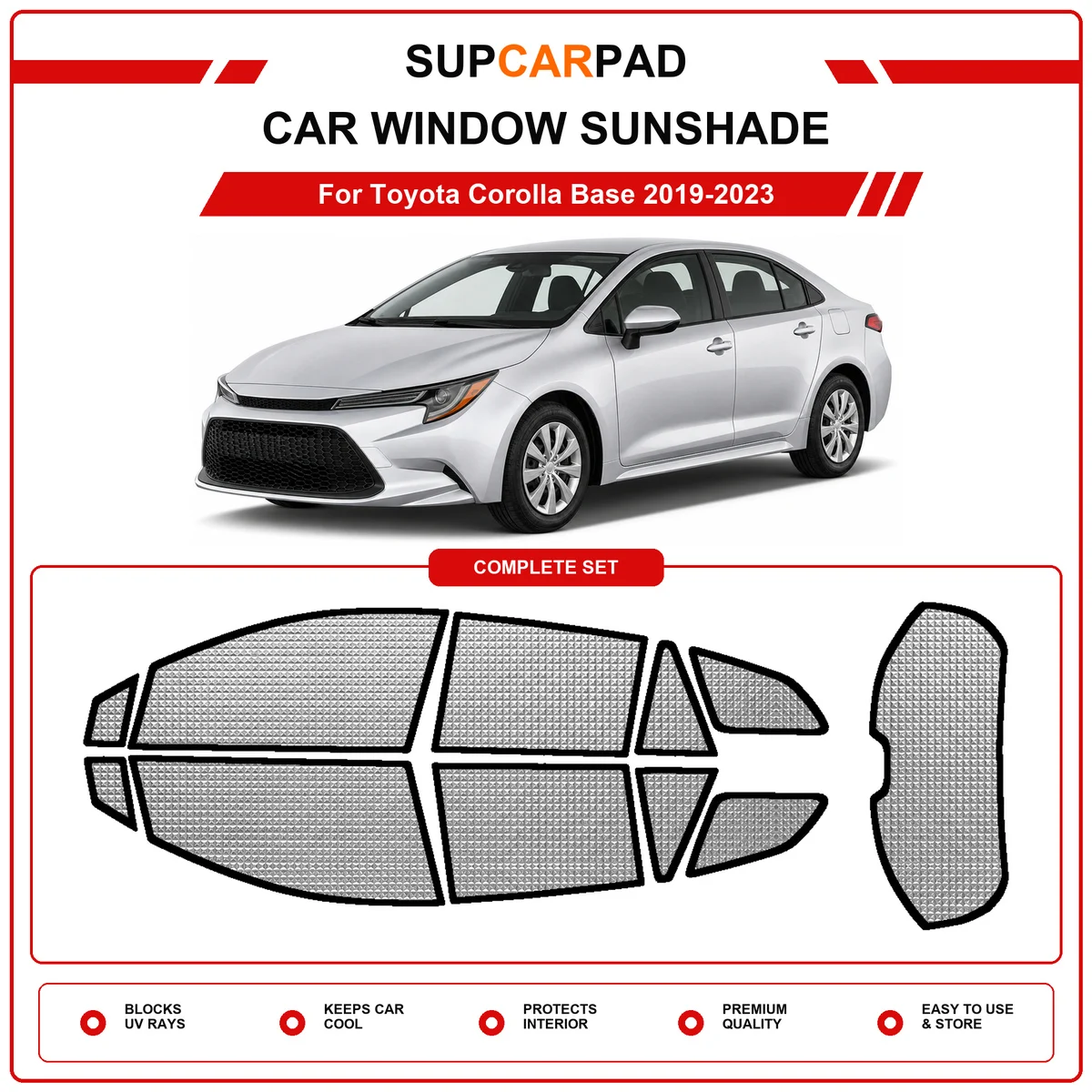For Toyota Corolla Base 2019-2023 Pre‑Cut Auto Window Sunshade Anti‑UV Car Sun Visor Protector