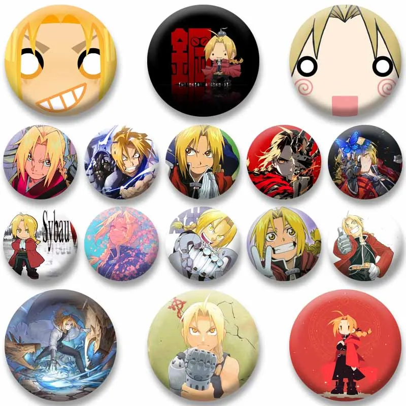 Anime Fullmetal Alchemist Edward Elric Enamel Pins Kawaii Cartoon Figure Lapel Brooch for Backpack Clothes Jewelry Badges Gifts