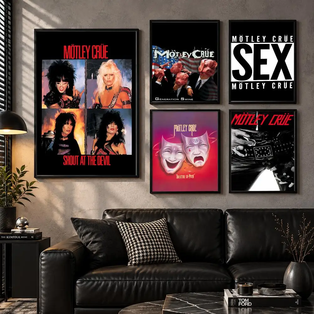 M-Motley Crue Poster Wall Art Sticker For Living Bedroom Bar Home Decor Mural Painting Decoration