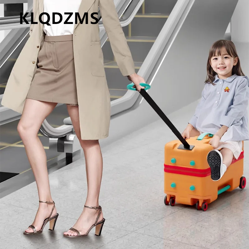 KLQDZMS Suitcase New 20 Inches Boarding Box Children Trolley Case Rideable Password Box Students with Wheels Rolling Luggage