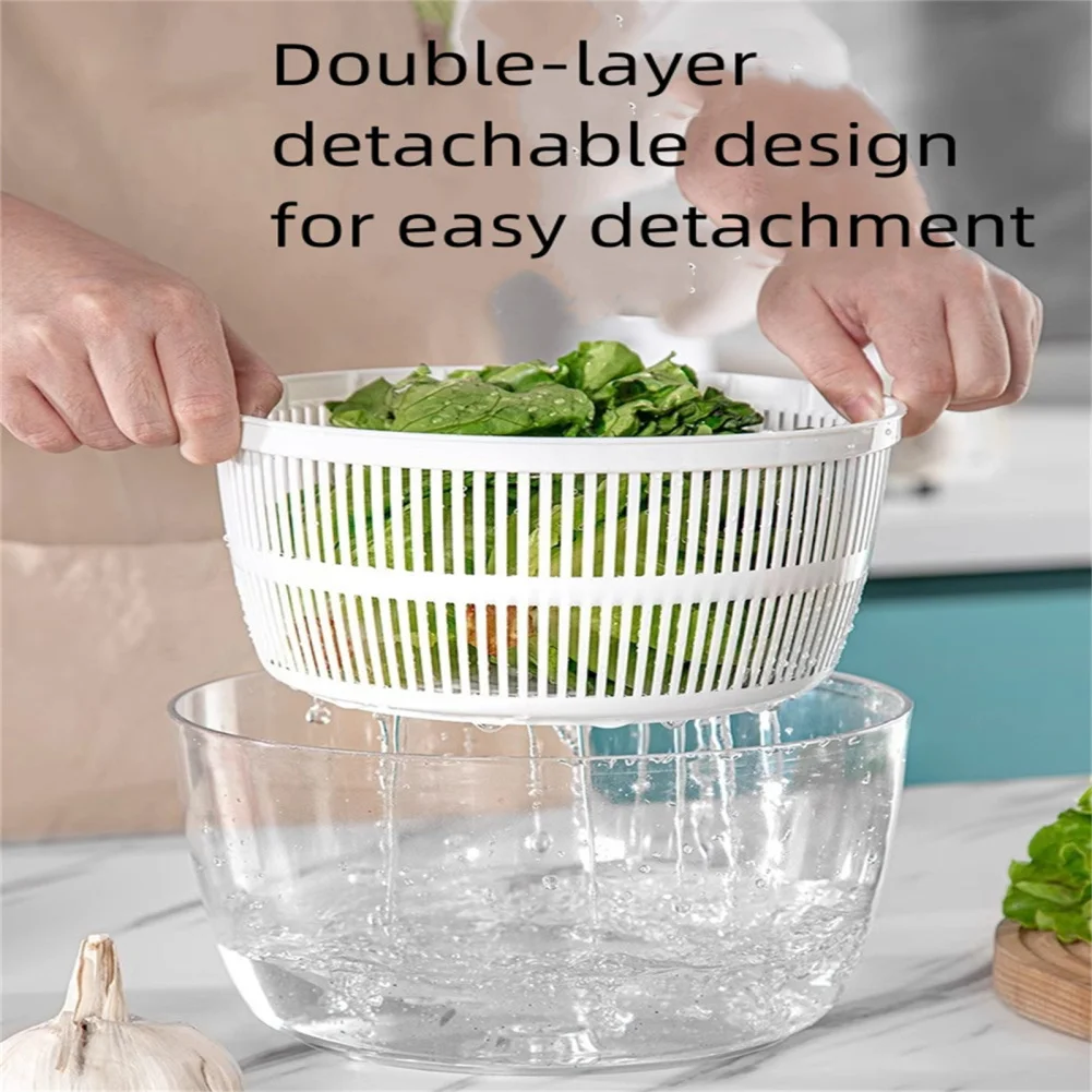 

Large Salad Spinner With Bowl Storage Lid Colander Multi-Use Lettuce Spinner Quick And Easy Fruit Washer With Foldable Handle