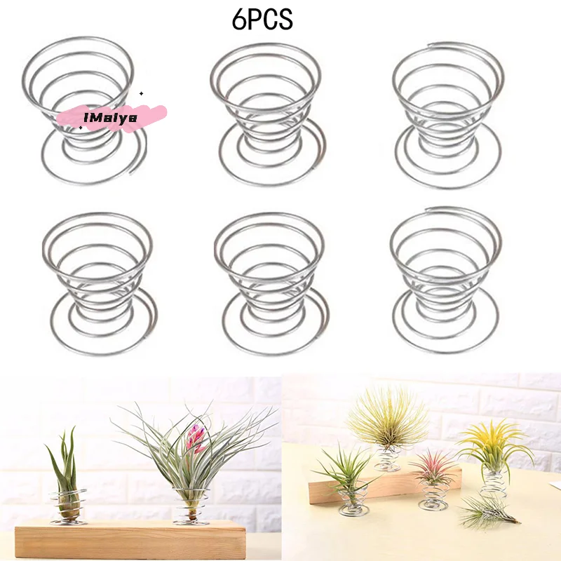 Juego de 6 Macetas de Acero Inoxidable para Plantas Aéreas, Soporte para Tillandsia, Exhibidor de Plantas de Mesa, Florero