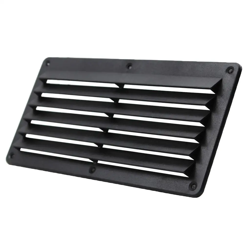 RV Marine Boat Louver Vent Black ABS Plastic 5 Slot Square Design Durable Air Flow Vent for Caravan Yacht