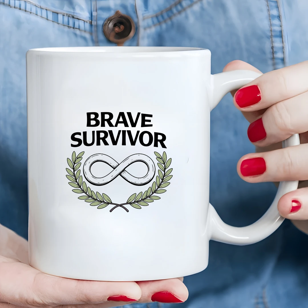 

11oz Mug + Brave Survivor Infinity Hand-painted Cup + Olive Branch Peace Cup - Christmas Family Office Cup