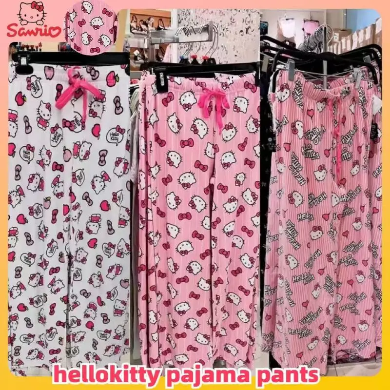 

Kawaii Sanrio Hello Kitty Summertime Loose Thin Pants Cute Anime Pajamas Multi Color Women Home Pants Comfort Casual Pants