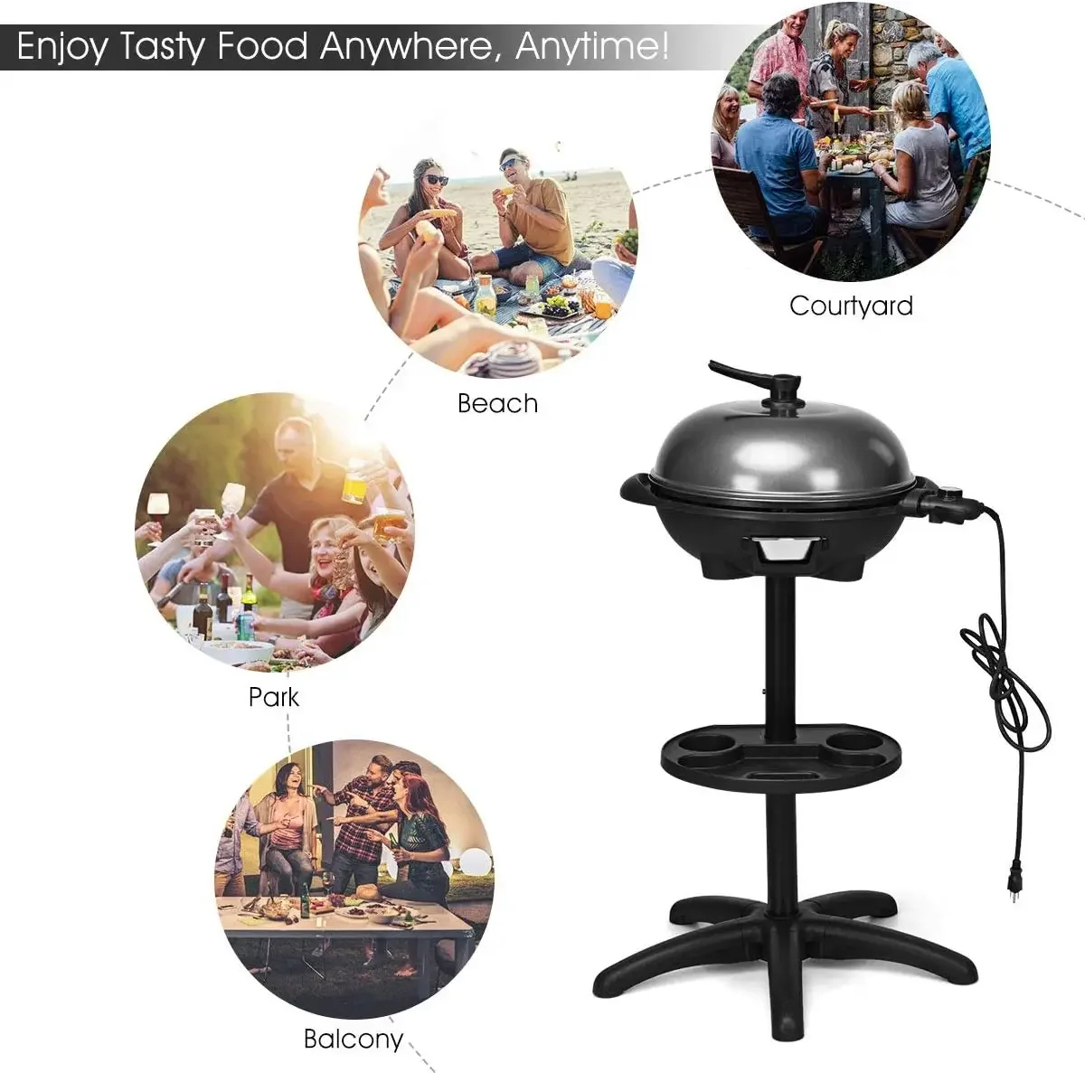 Grill Indoor Outdoor, Non-stick Grill Griddle Plate, 3 Cooking Zones, Temperature Control, Drip Tray, 1350W 200sq.in BBQ Grill f