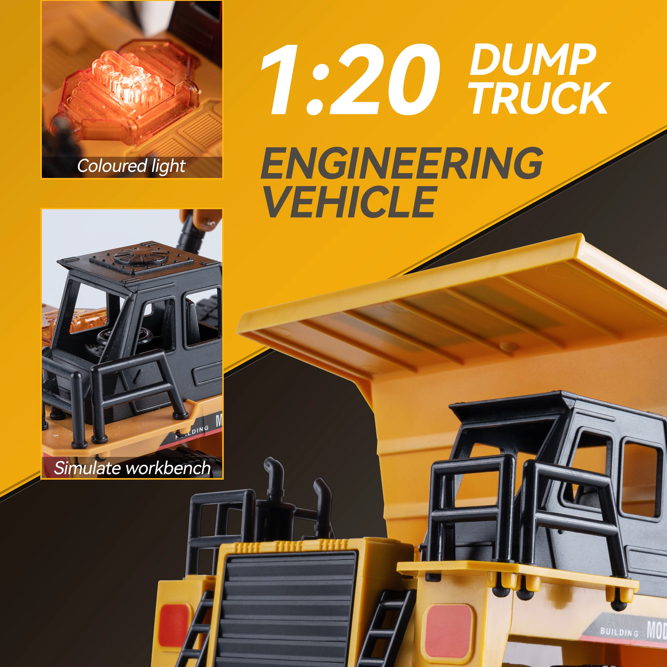 2.4G Remote Control Excavator Dump Truck RC Model Car Toy Alloy Plastic Simulation Construction Vehicle for Kids birthday gifts