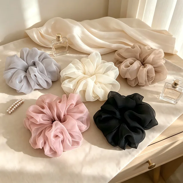 Large Mesh Hair Rope for Women Simple and Fashiona  Does Not Hurt The Hair Hair Rope Cute Girl High Ponytail Scrunchie