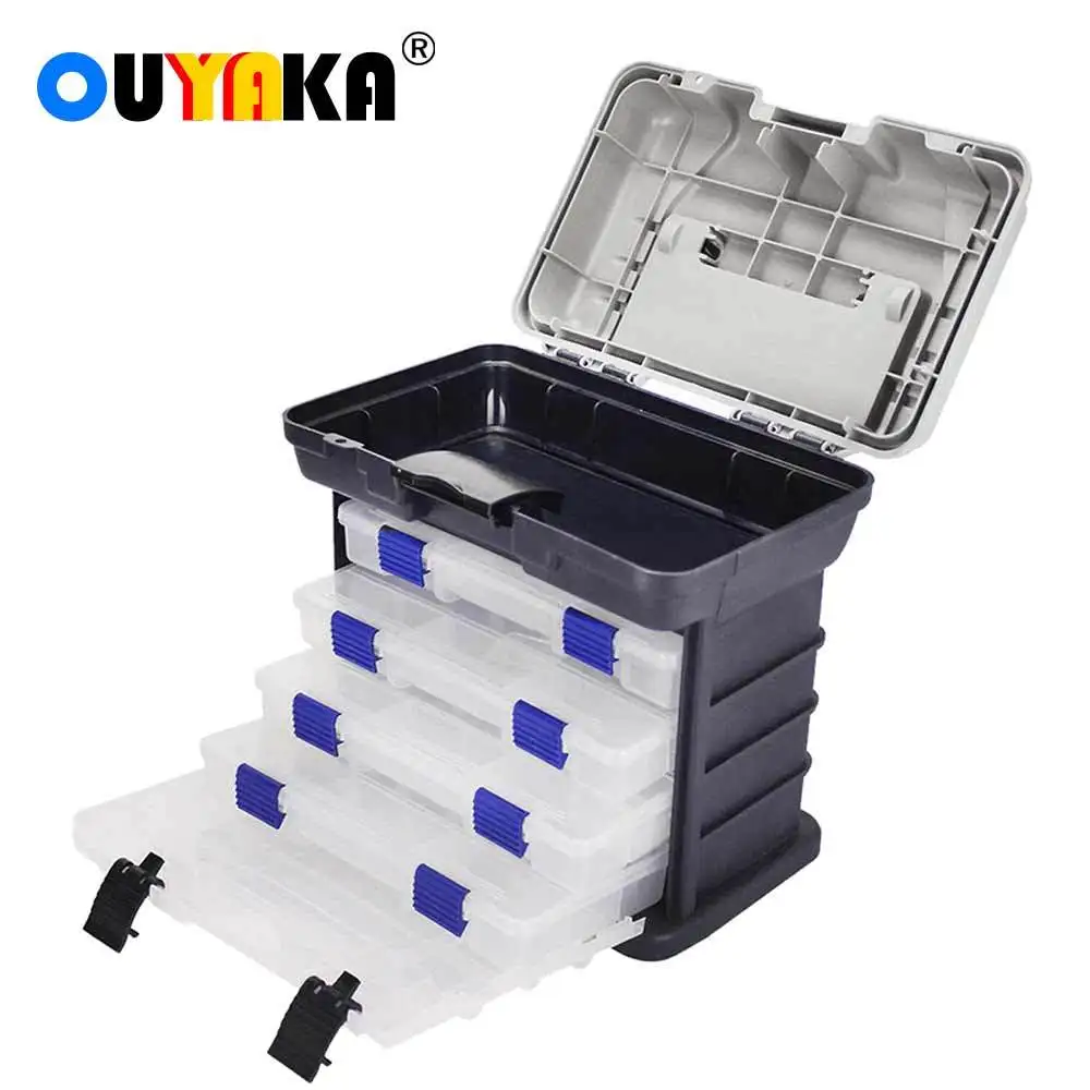 

Big Large Multifunction Fishing Box Multi-storey Compartments Plastic Accessories Storage Container Case Adjustable Organizer