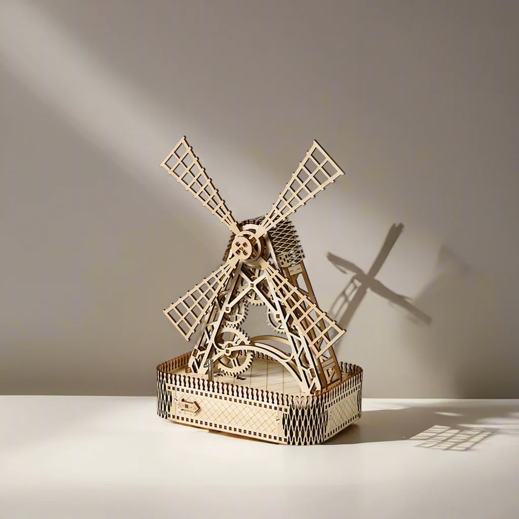 

Windmill DIY Wooden Puzzle 3D Model Kit for Adults Teens STEM Building Toys Gift Desktop Decoration