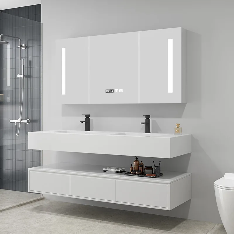 

[Spot] Slate integrated basin, bathroom cabinet combination designer simple hand and face