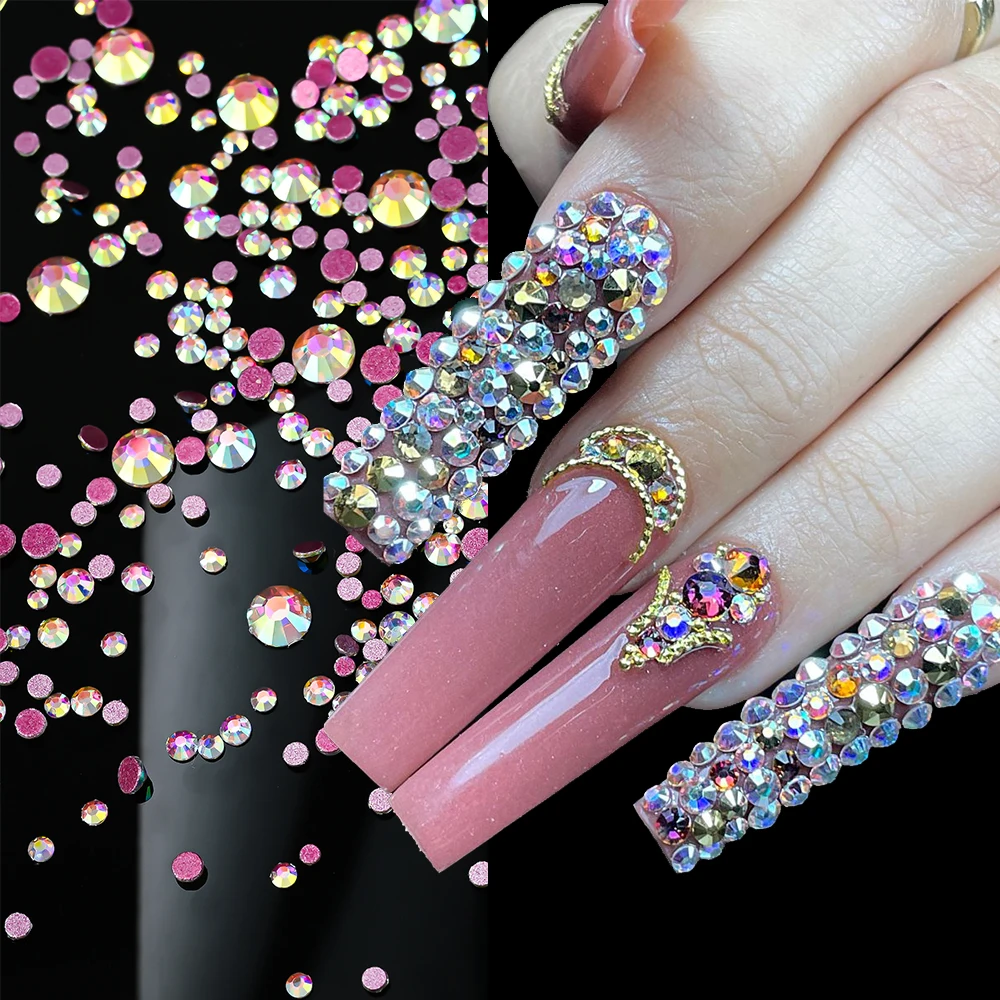 

1 пакет супер блестящие плоские задние SS3-SS20 подвески для дизайна ногтей смешанного размера прозрачные/AB стразы для ногтей драгоценные камни для женщин маникюрные украшения