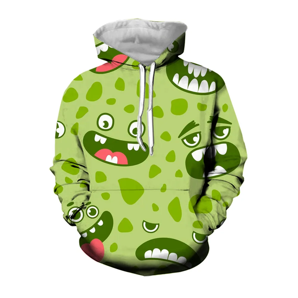 Jumeast 3D Graffiti Mens Hoodies With Cute Monster Pattern Aesthetic Clothing Baggy Oversized Hoodie Fashion Streetwear Pullover