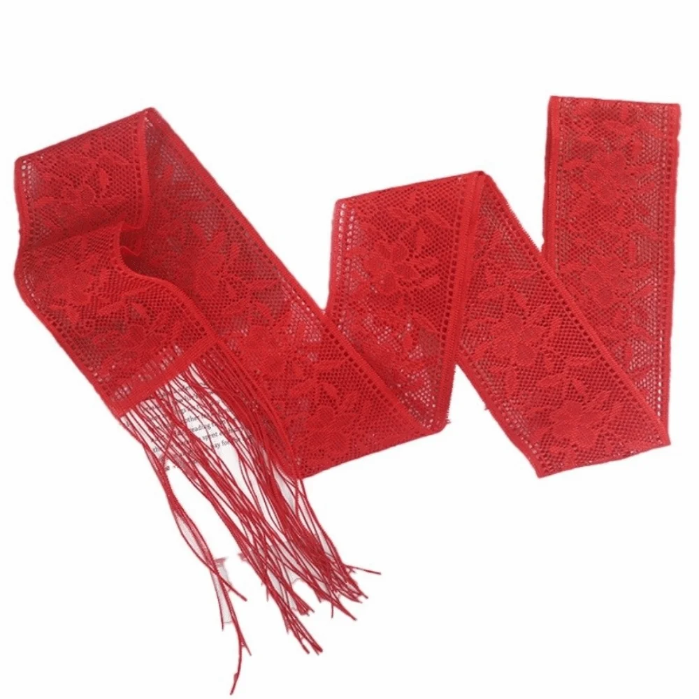 Retro Floral Embroidery Lace Wrap Scarves Soft Thin Lace Neck Strap Narrow Long Evening Party Scarves Dress Decoration