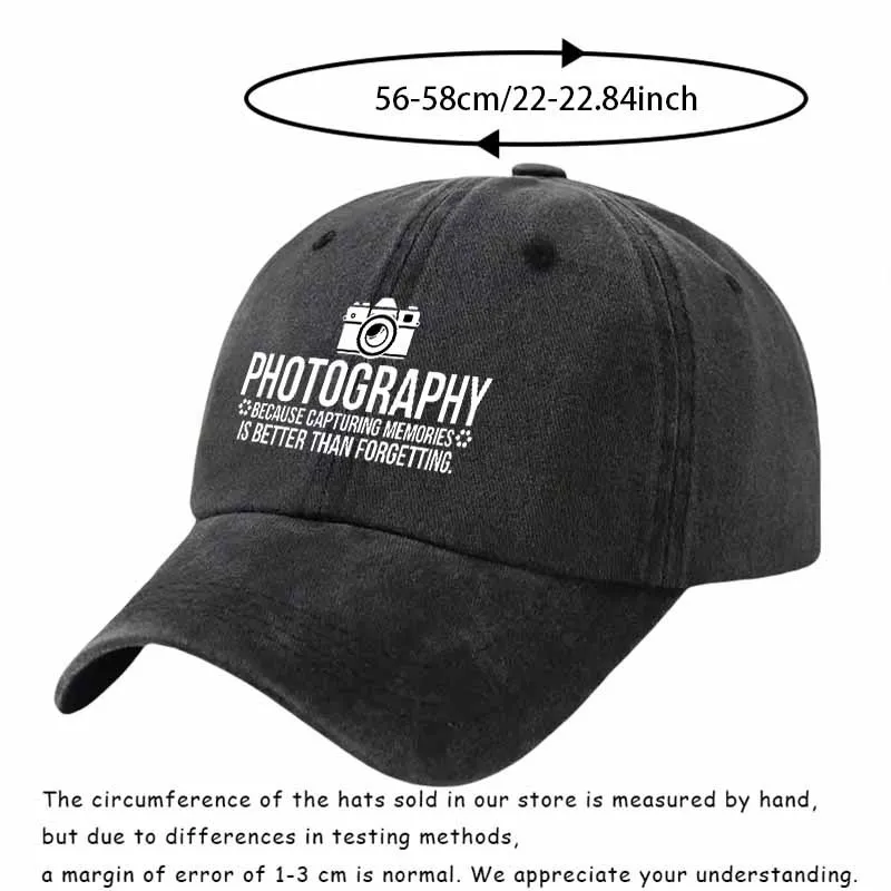 Custom Hat Photography Baseball Cap with White Camera Design - Lightweight Breathable Hat for Travel, Outdoor Photography