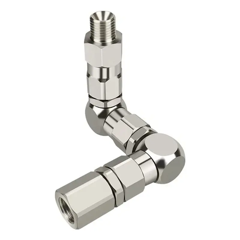 A72P 3Pcs 1/4 Z-Type Joint Paint Sprayer Pump Accessory 1/4 (M) X 1/4 Inch (F) Z-Swivel 6500PSI Stainless Steel 360° Rotation