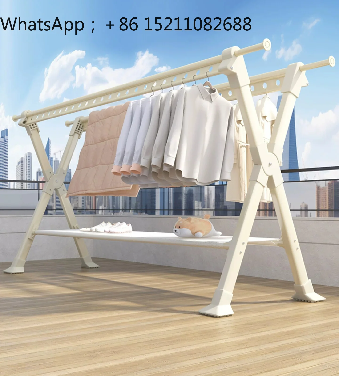 LLY folding drying rack floor-to-ceiling household balcony indoor and outdoor aluminum alloy retractable drying rack