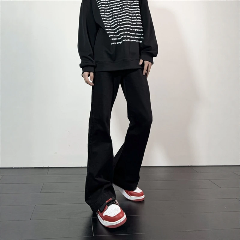 

Loose Straight Leg Bla Jeans Men's High Street Trend Casual Wide Leg Pants Long Trousers American Vibe Sle Youth Faion