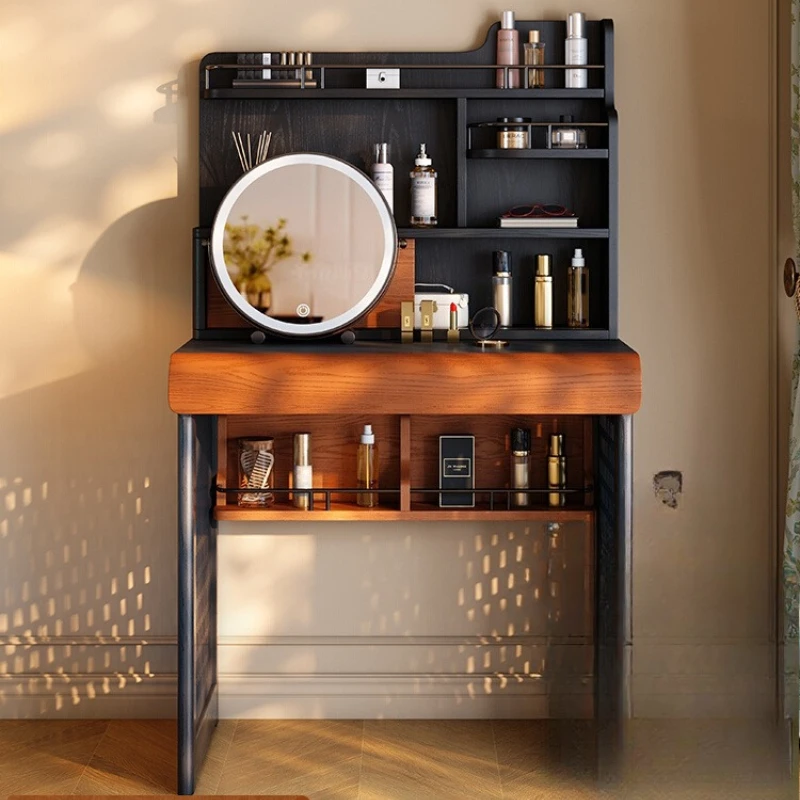 

Small solid wood dresser Small apartment bedroom French retro makeup table Medium antique integrated dresser