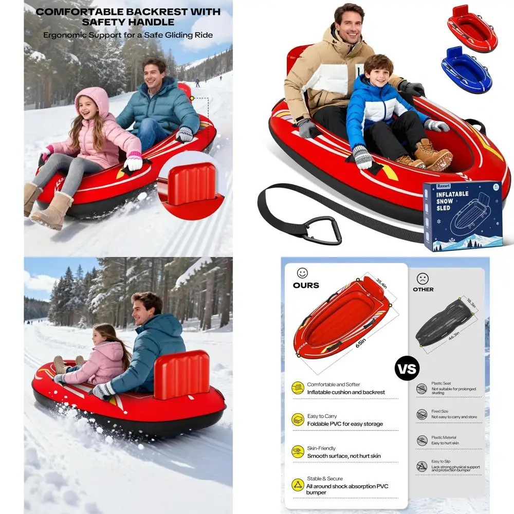 

Прочные двухместные санки-ватрушка с тентом, надувная труба с подголовником и противоскользящим покрытием, подходят для детей и взрослых, зимние