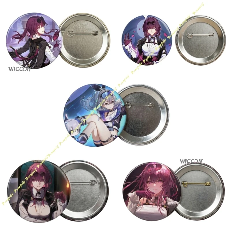 Honkai: Star Rail Kafka Tin Badge Game Character Holographic Round Brooch Pin Anime Game Collection Merch Gift for Fans