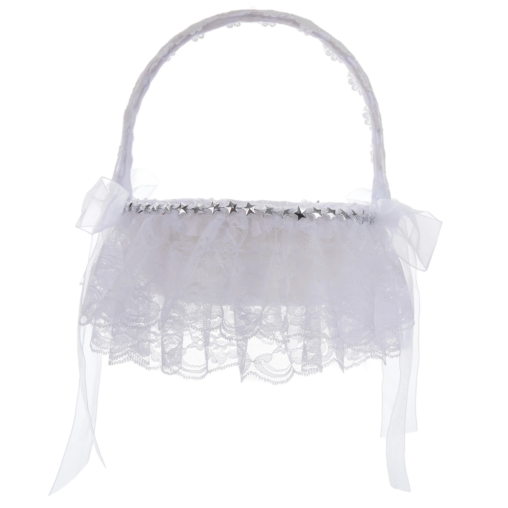 소박한 산뜻한 꽃 소녀 바구니 결혼식 장식 및 용품을 위한 빈티지 레이스 장식의 경량 꽃 바구니