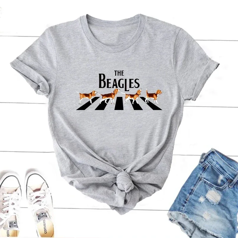 الحيوان الجرافيك تي شيرت الفتيات المرأة تي شيرت البيغلز تي شيرت امرأة مضحك تي شيرت عادية قصيرة الأكمام الملابس الجمالية #2