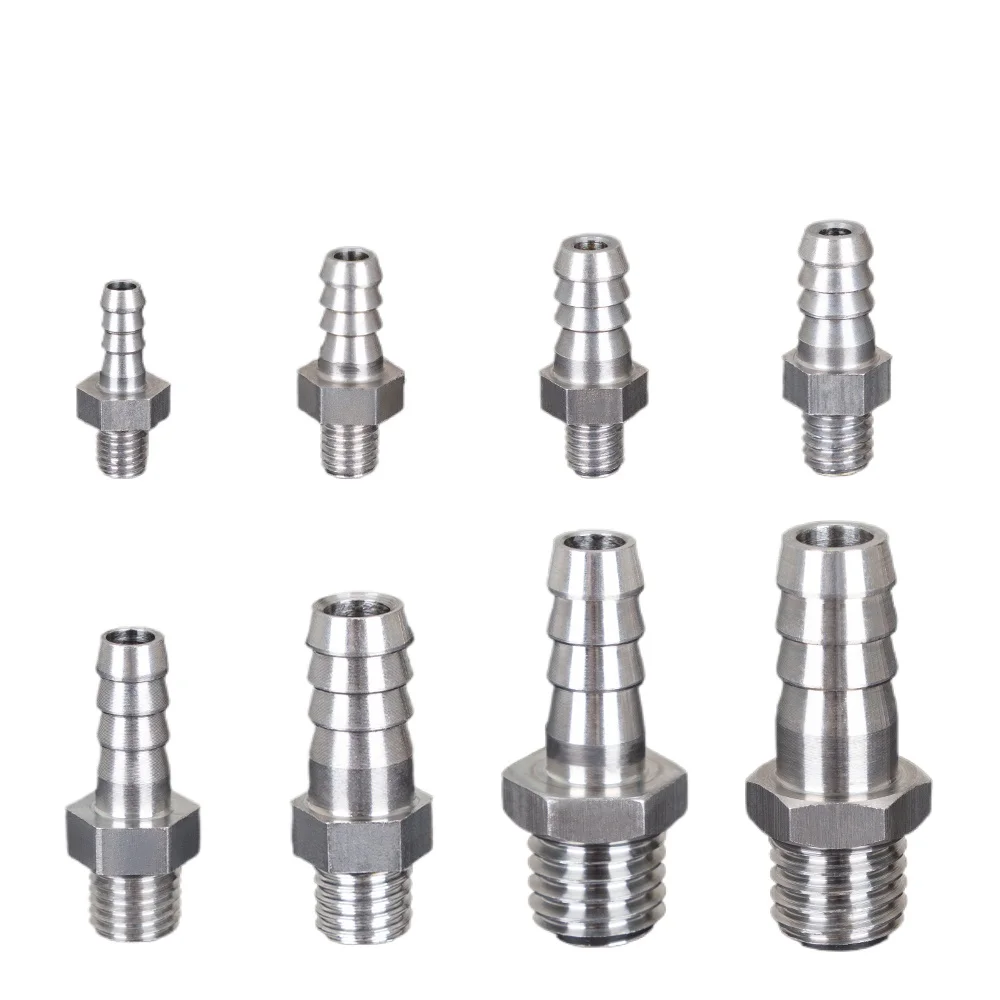 M8 M10 Metric Male To 4 6 8 10 mm Hosetail Barb MIni Nipple 304 Stainless Steel Plumbing Adapter Connector Fitting Gas Water Oil