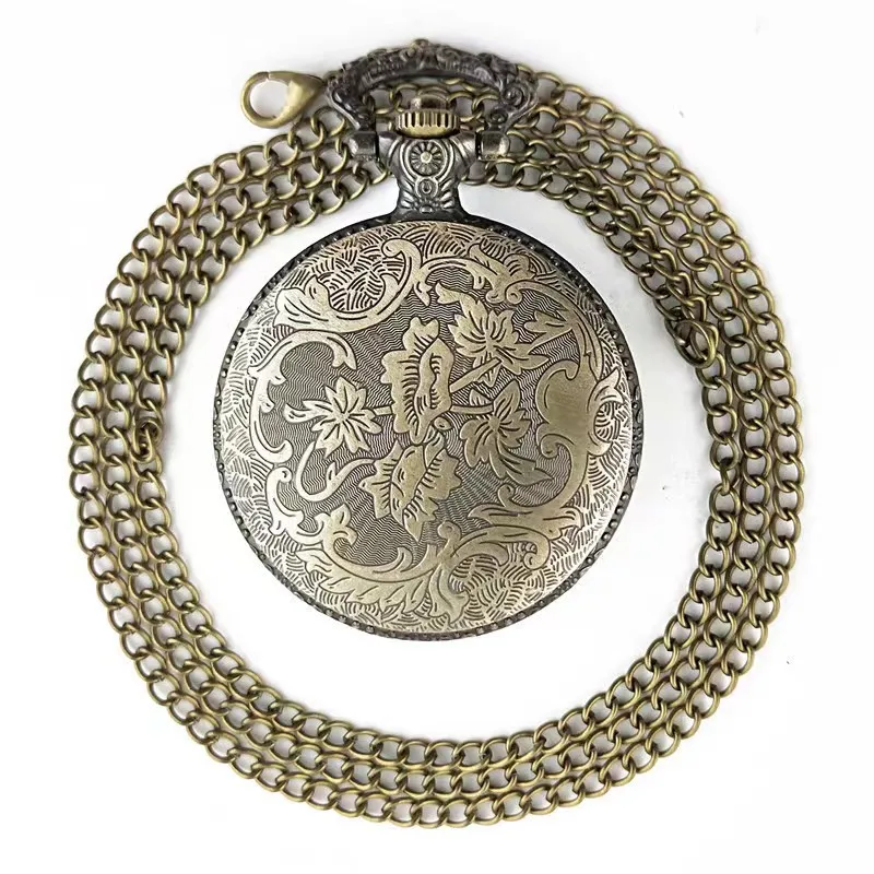 Vintage Fashion Personality Style Hollowed-Out 3D Carved Classic Quartz Necklace Pocket Watch