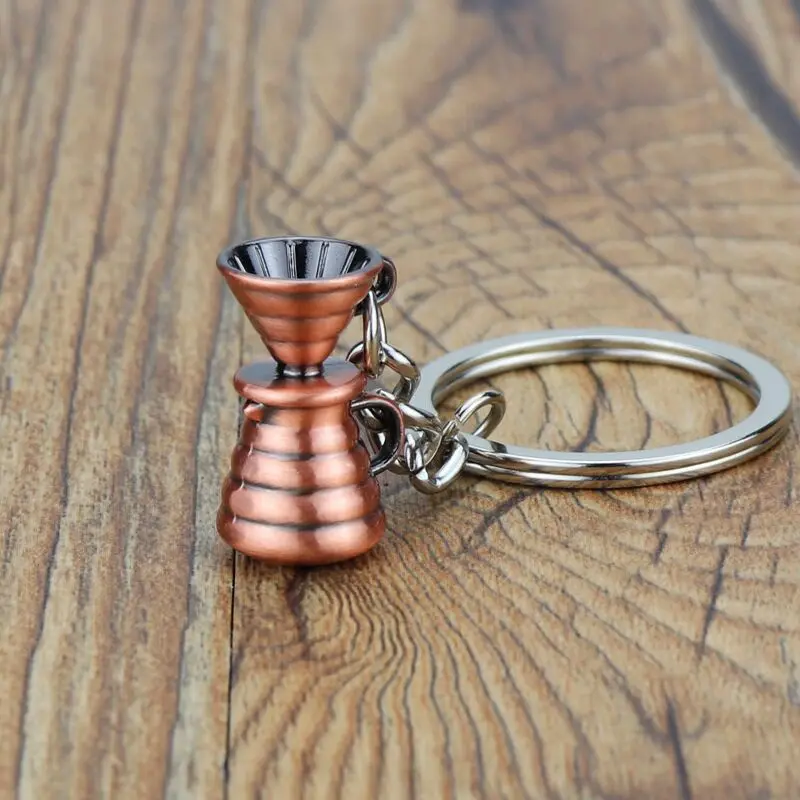 For 2022 Custom Zinc Alloy Coffee Accessories Keychain Milk Pitcher Grinder Kettle Coffee Tools Design Keychain