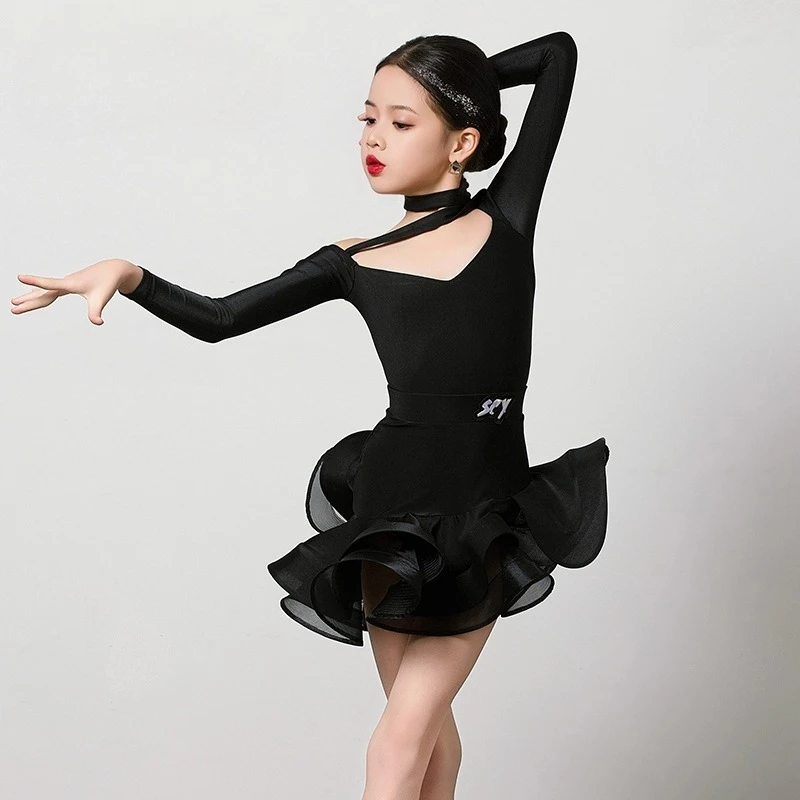 

Детский тренировочный костюм для латинских танцев для девочек — весенний новый стиль — высококачественный наряд для выступлений — профессиональный