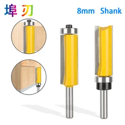 1Pc 8mm Flush Trim Pattern Router Bit Top & Bottom Bearing Bits Milling Cutter For Wood Woodworking Cutters LT042