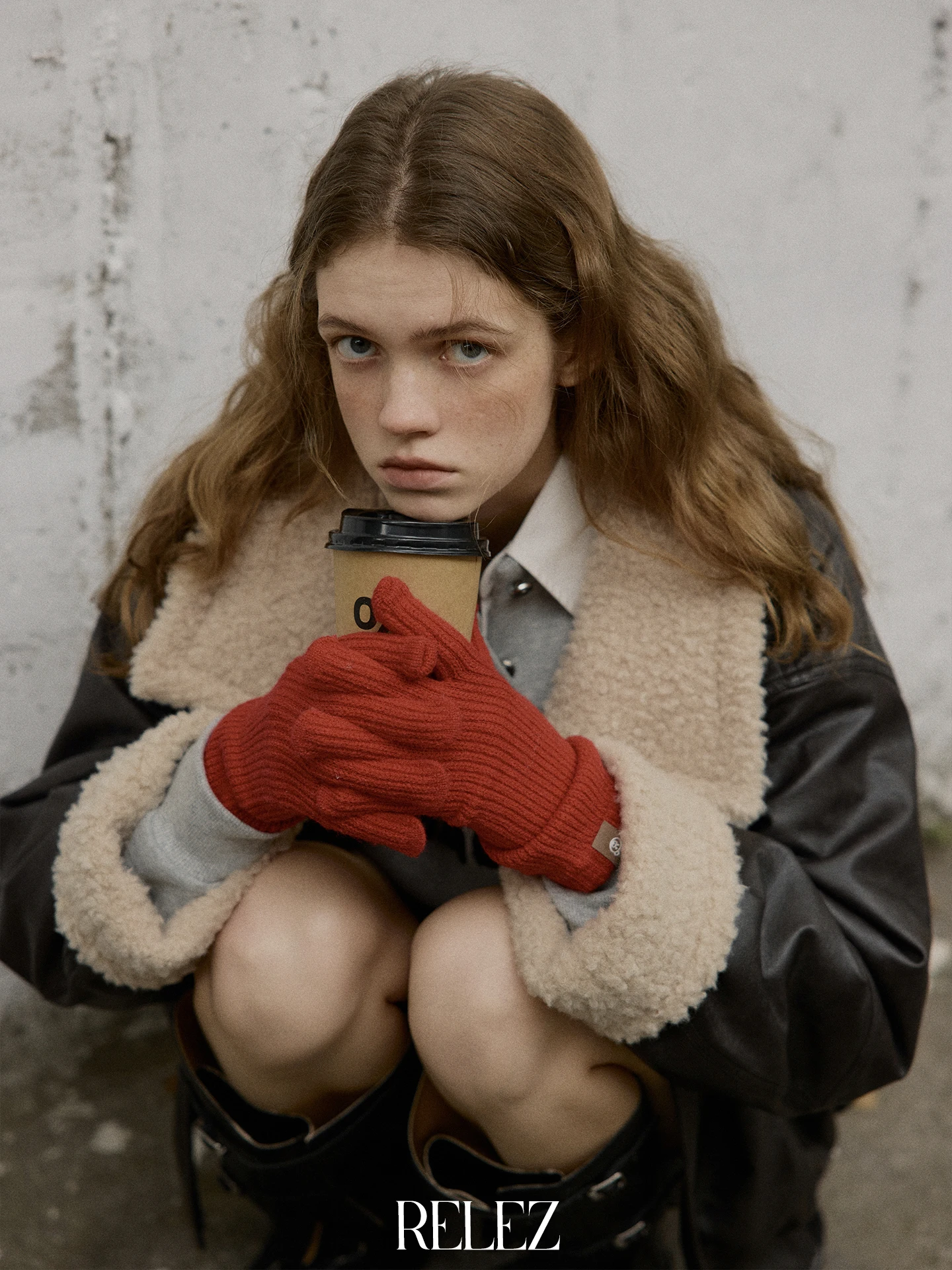 Women's Fce Lined Stand Collar Leather Jaet Vintage Sle mid Length Zipper Closure Long Sve Autumn Winter New Arrival