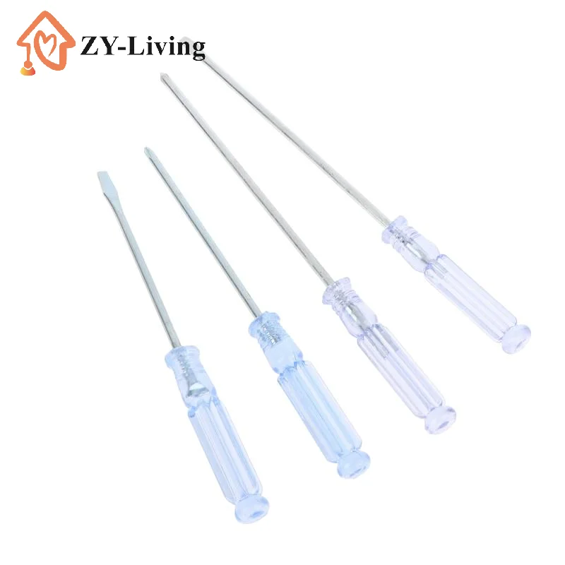 4Pcs/set Transparent Blue Handle Screwdriver Slotted Cross Manual Screw Driver Household Maintenance Repair Hand Tool Kit