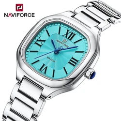 NAVIFORCE Women's Fashion Casual Watches Ladies Stainless Steel Water Resistant Quartz Wristwatch with Square-Shaped Dial NF5042