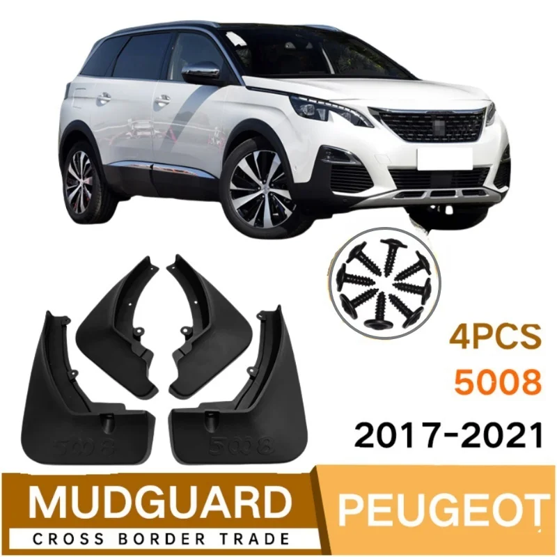 For Peugeot 5008  Mudguards Cars Accessories Front Rear Mudflaps Protectors Scuff Plate Auto Splash Fender 2017 2020 2022 2023