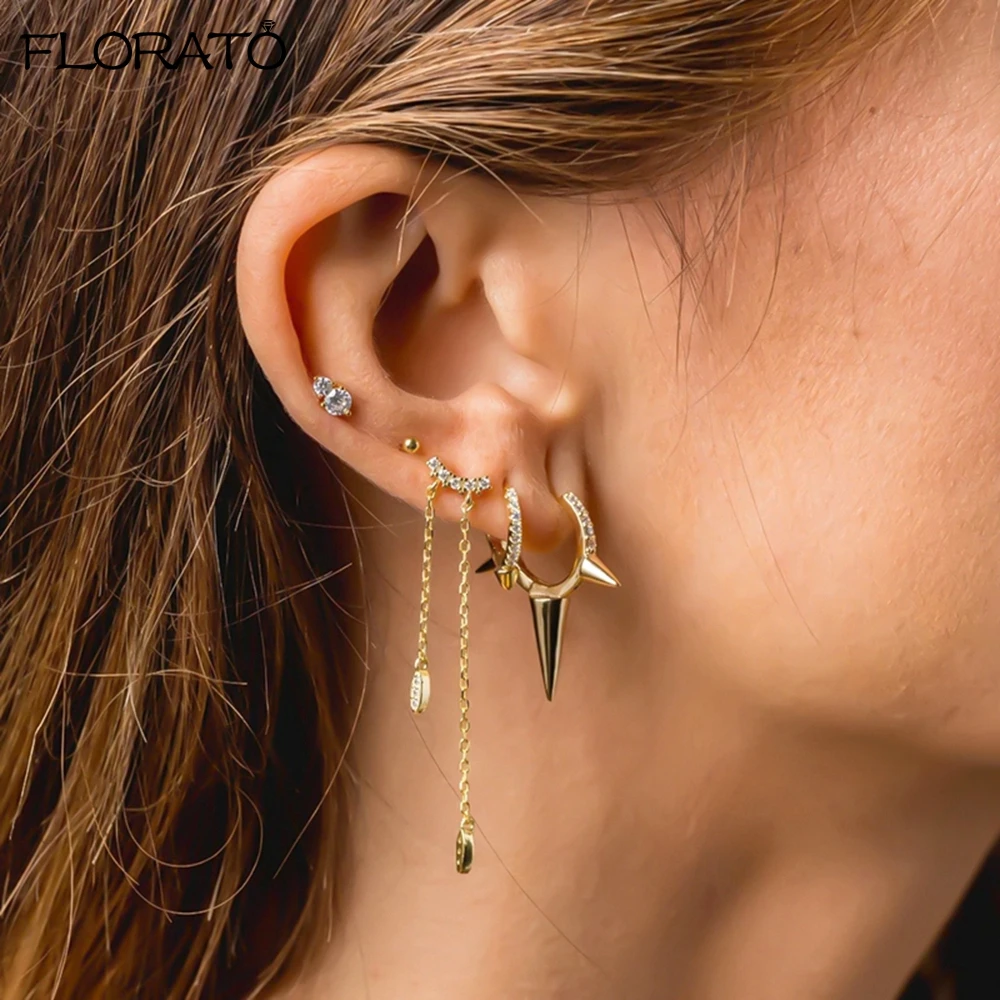 925 Sterling Silver Needle Fashion Metal Chain Long Earrings 2023 Gold Tassel Hoop Earrings for Women\'s Wedding Jewelry Gift